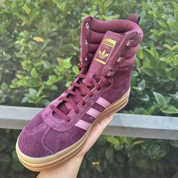 Adidas Gazelle High Boots Maroon Gum Women's Athletic Shoes ID6882